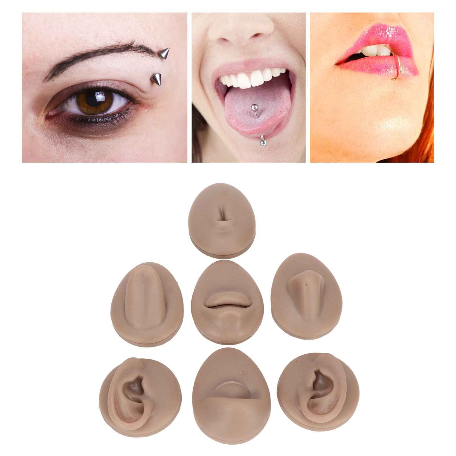 ar Model, 3D Simulation Soft Reusable Nose Tongue Model Silicone Body Piercing Practice Model Fake Body Parts Silicone Body Parts for Piercers (Deep Skin Color)