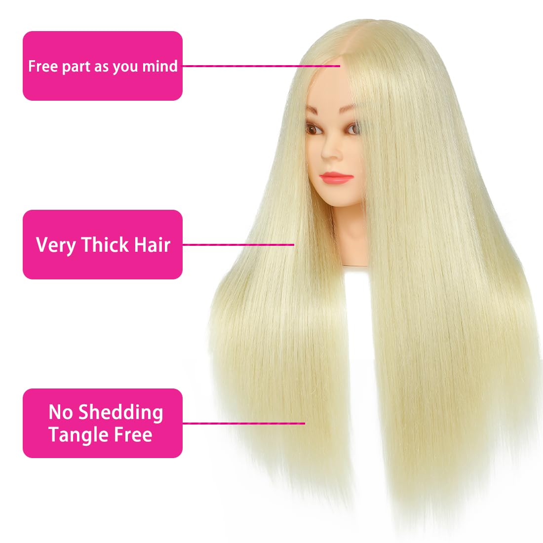 Blonde Mannequin Head with Stand - 60% Real Hair for Makeup Practice | Ideal for Girls