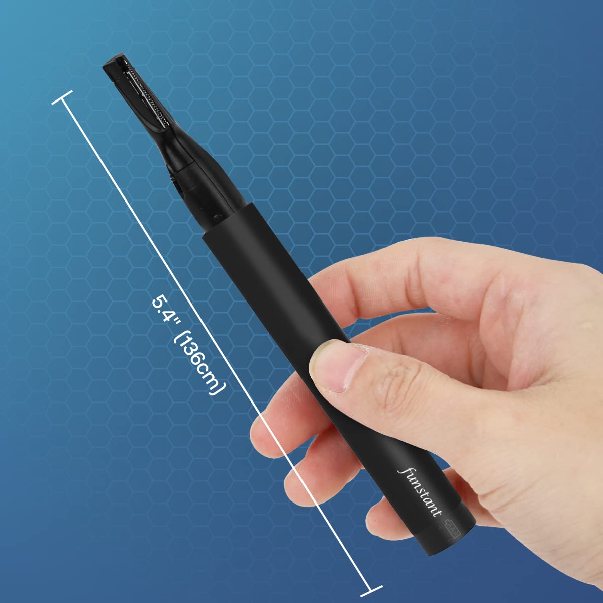 Funstant Upgraded Eyebrow Trimmer for Men, Precision Detailer Battery-Operated Eyebrow Razor and Shaper, Electric Facial Hair Trimmer with Comb, Dual-Blade Grooming Tool, No Pulling Sensation