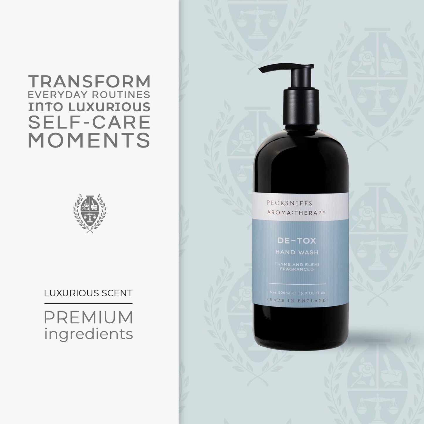 Pecksniff's Moisturizing Hand Wash - Vitamin B Enriched, Natural & Gentle Cleanser, Luxurious Hand Wash 500ml/16.9 fl oz (Glass, Raindrops & Roses)