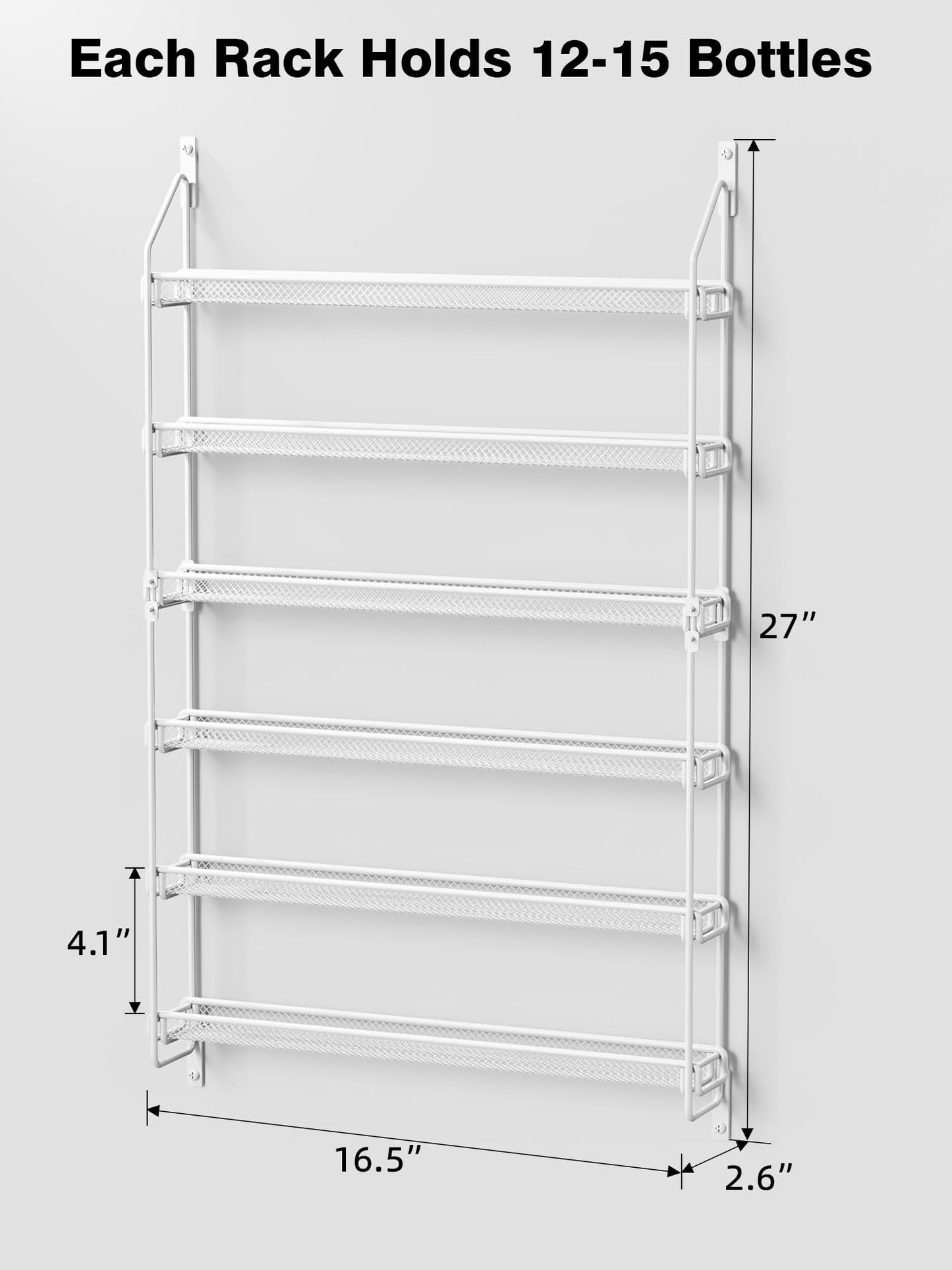GIGIFTREE Nail Polish Organizer Wall Mounted, 6 Tier Metal Storage Rack Holds 90 Bottles, Multifunctional Organizer for Essential Oils Paint Perfume, White