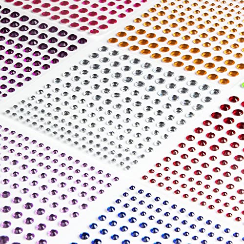 2310 PCS Self Adhesive Rhinestone Gem Stickers for Face Nail Body Makeup Festival,4 Size 14 Sheets Bling Jewels Stickers Earrings for DIY Kids Craft Card Decorations