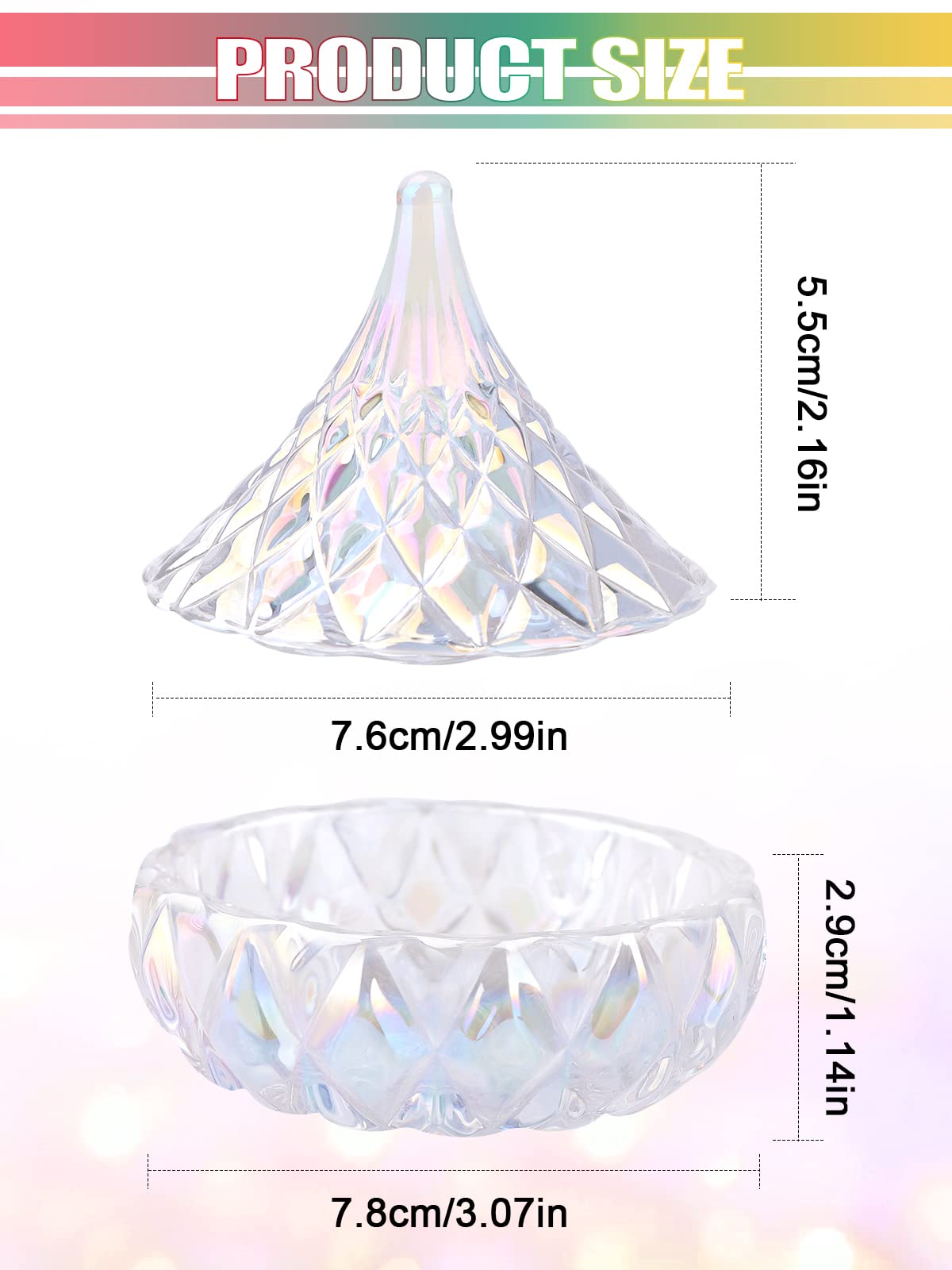 TOROKOM Monomer Dish with Lid Dappen Dish Nail Cup Glass Nail Dish for Liquid Powder Monomer Holder Laser Color Damping Dapping Dish for Acrylic Nails