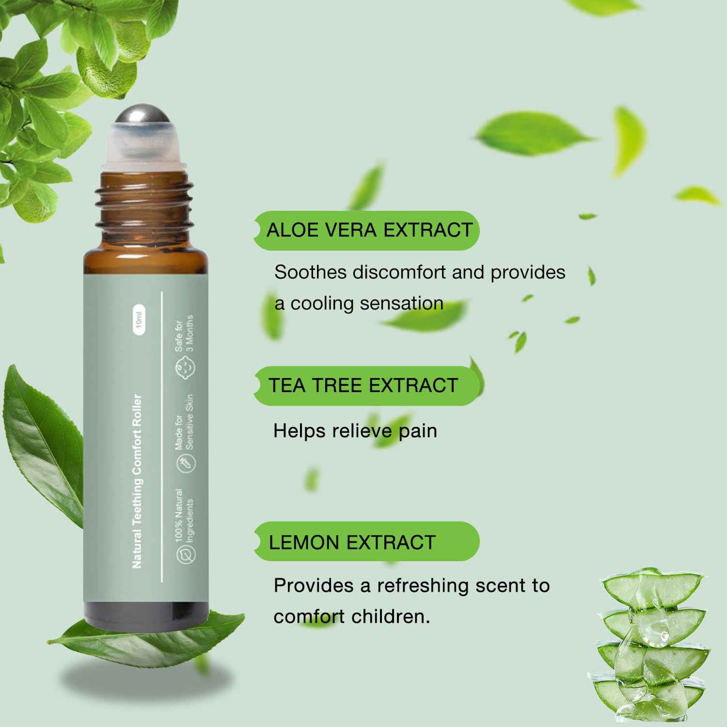 3Pcs Mamas Teether: Baby Teething Oil Roller,Natural Gentle Teething Relief Roller,Teething Roller,Teething Roller All Natural for Baby