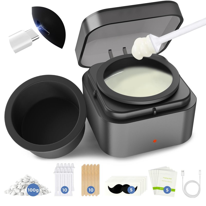 Boloye Nose Wax Kit with 100g Natural Resin Wax & 20 Sticks, Mini Nose Hair Wax Kit with Smart Temp Control, USB Fast Heat, 3-Min Hair Removal – Lasts 4–6 Weeks | For Nose & Ear, Up to 15 Uses