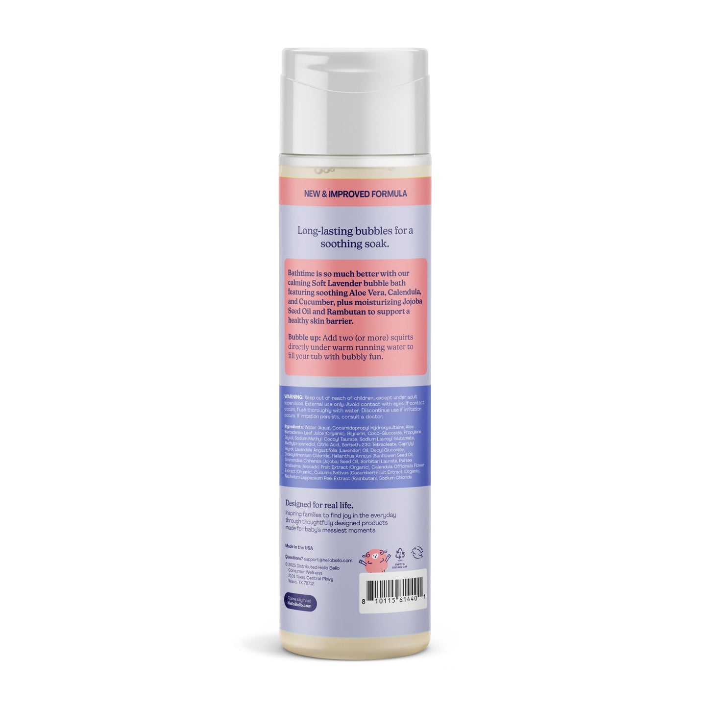 Hello Bello Ultra-Hydrating Baby Bubble Bath, Soft Lavender Scented, Tear Free & Safe for Sensitive Skin, 10oz Bottle