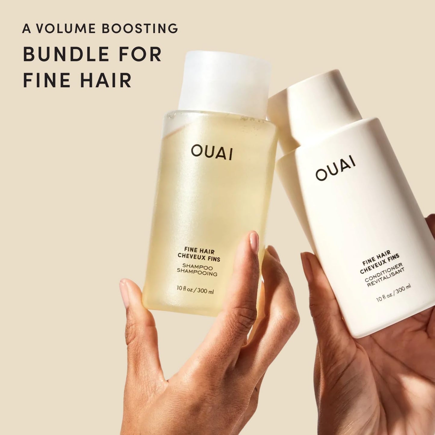 OUAI Fine Hair Shampoo & Conditioner Set, Travel Size - Volumizing Shampoo & Conditioner - With Strengthening Keratin, Biotin & Chia Seed Oil - Sulfate, Paraben & Phthalate Free (3 Oz)