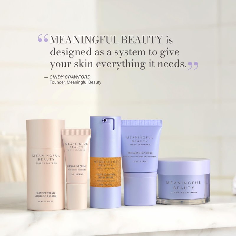 Meaningful Beauty Travel Size 5-Piece Starter Kit, Anti-Aging Skincare Gift Set for Women with Cleanser, Day Crème SPF 30, Face & Eye Serums, Lifting Eye Crème, Hydrating Daily Routine