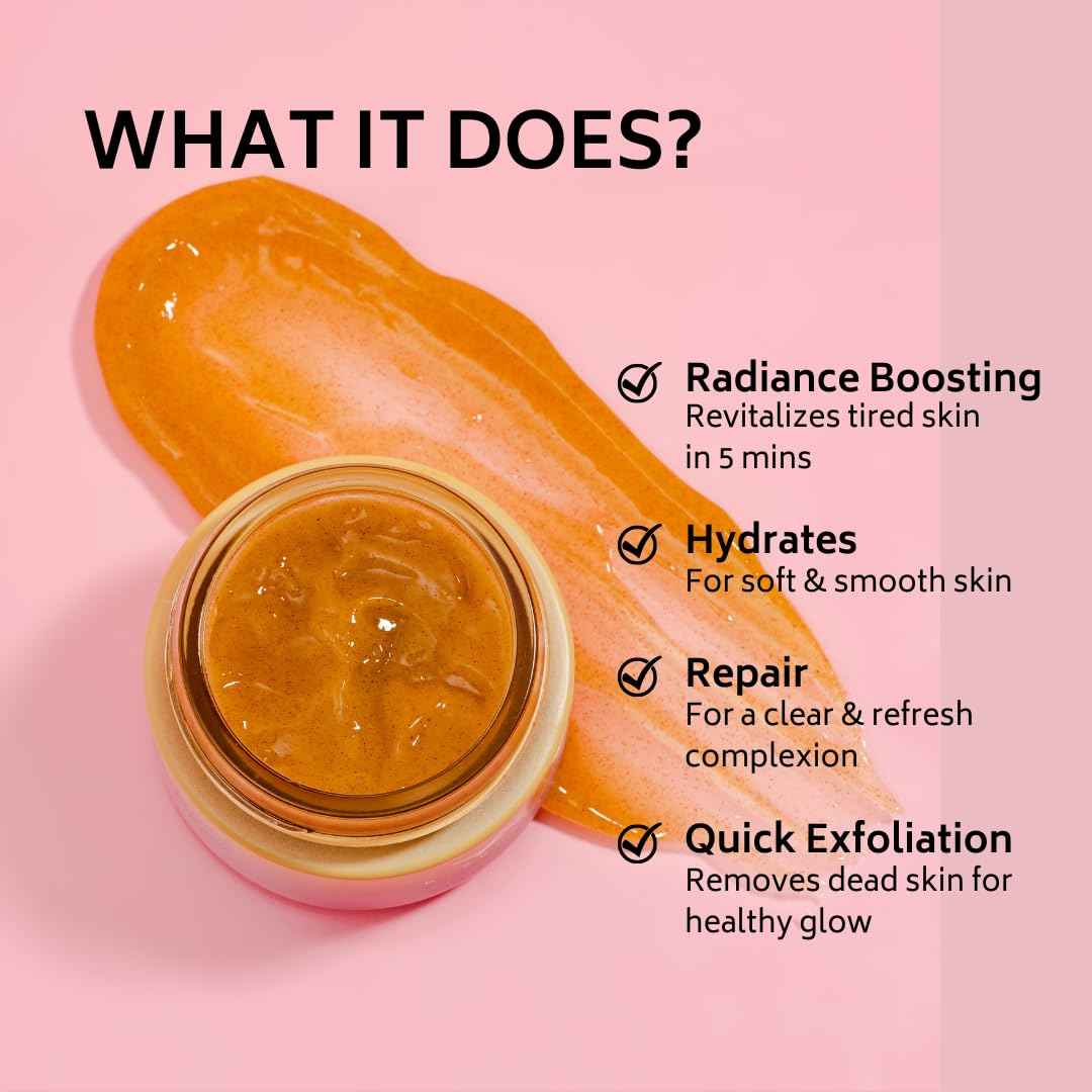 D'Arganette Sunshine Glow Face Mask with Grapeseed Oil & Niacinamide, Facial Scrub & Gentle Face Exfoliator to Cleanse Pores, Smooths, Hydrates and Brightens Skin- - 3.4 oz- Made In USA