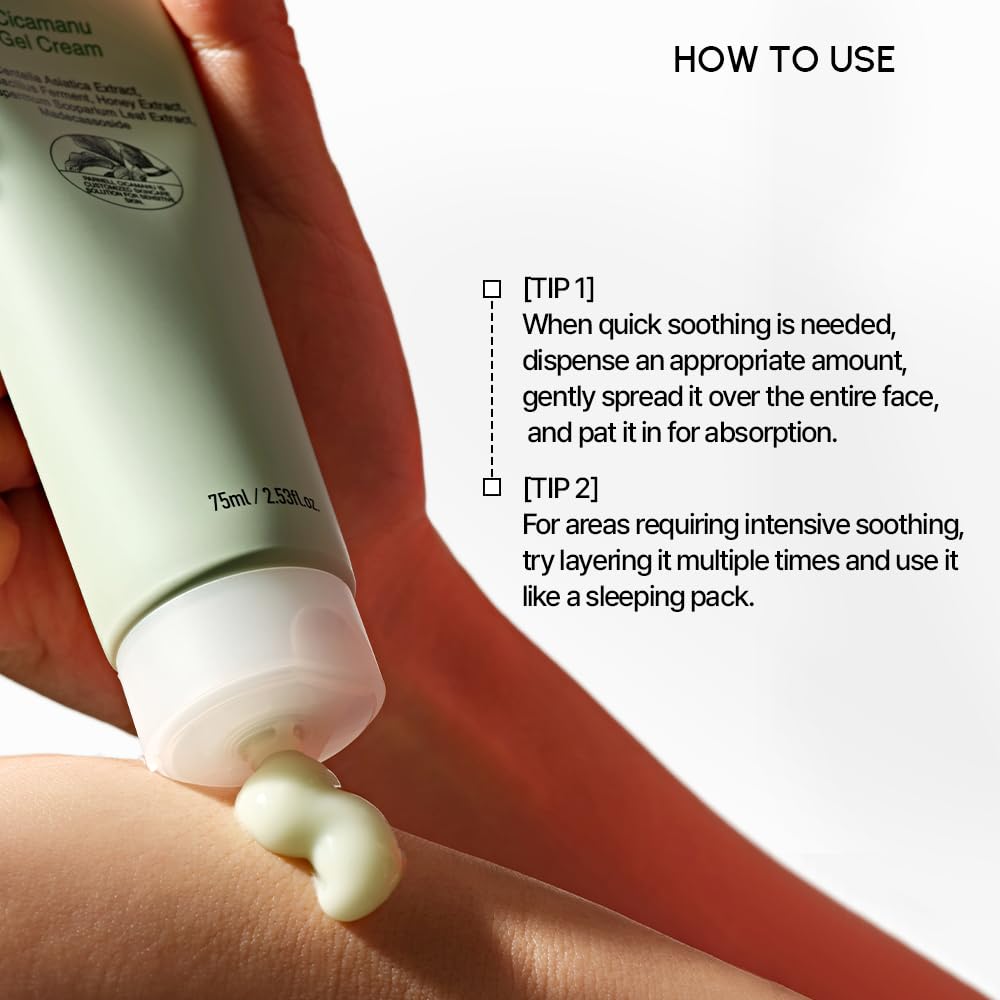 Parnell Cicamanu Gel Cream, Manuka Honey & Cica Moisturizer for Sensitive Skin. Hyaluronic Acid Soothing Face Cream (2.53 Fl Oz / 75ml)