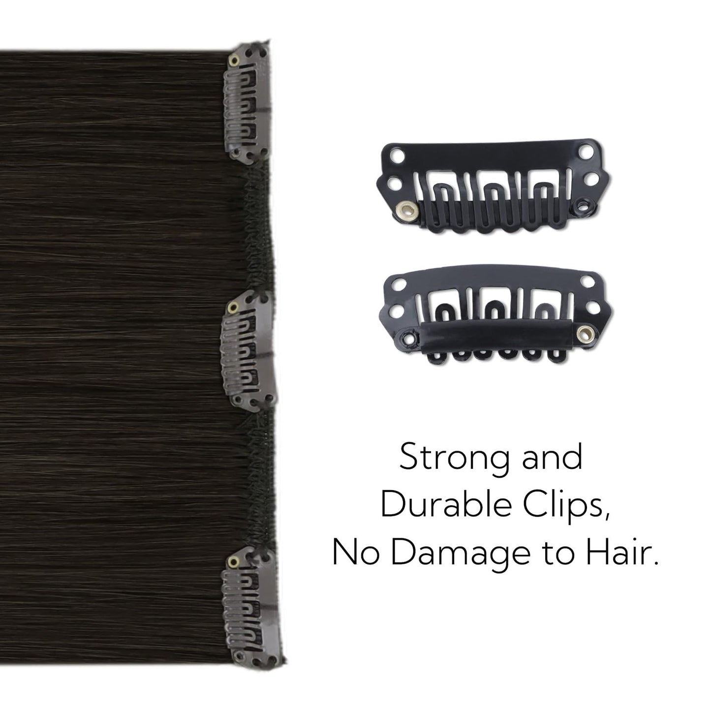 HOTBANANA Real Human Hair Clip in Hair Extensions, 5Pcs 70g 18 Inch Dark Brown Straight Remy Clip in Extensions