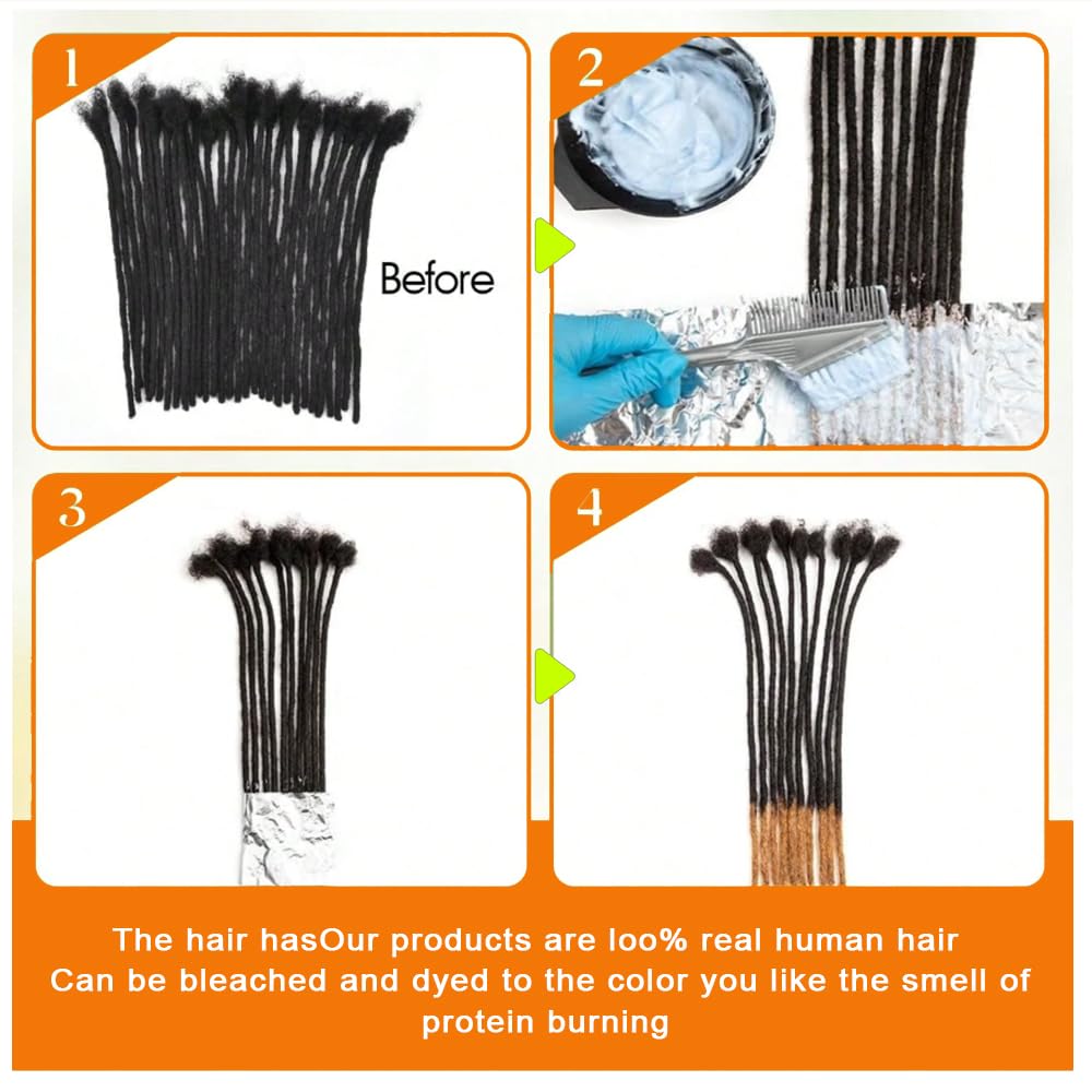 Loc Extensions Human Hair 0.8cm Width 8 Inch 30 Strands, 100% Human Hair Dreadlock Extensions for Man/Women Can Be Dyed Bleached Curled and Twisted