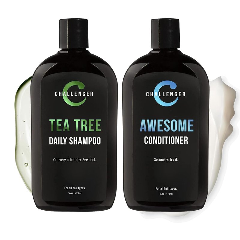 Challenger Tea Tree Shampoo & Peppermint Conditioner Combo - Itchy & Dry Scalp Relief | 2x 16oz