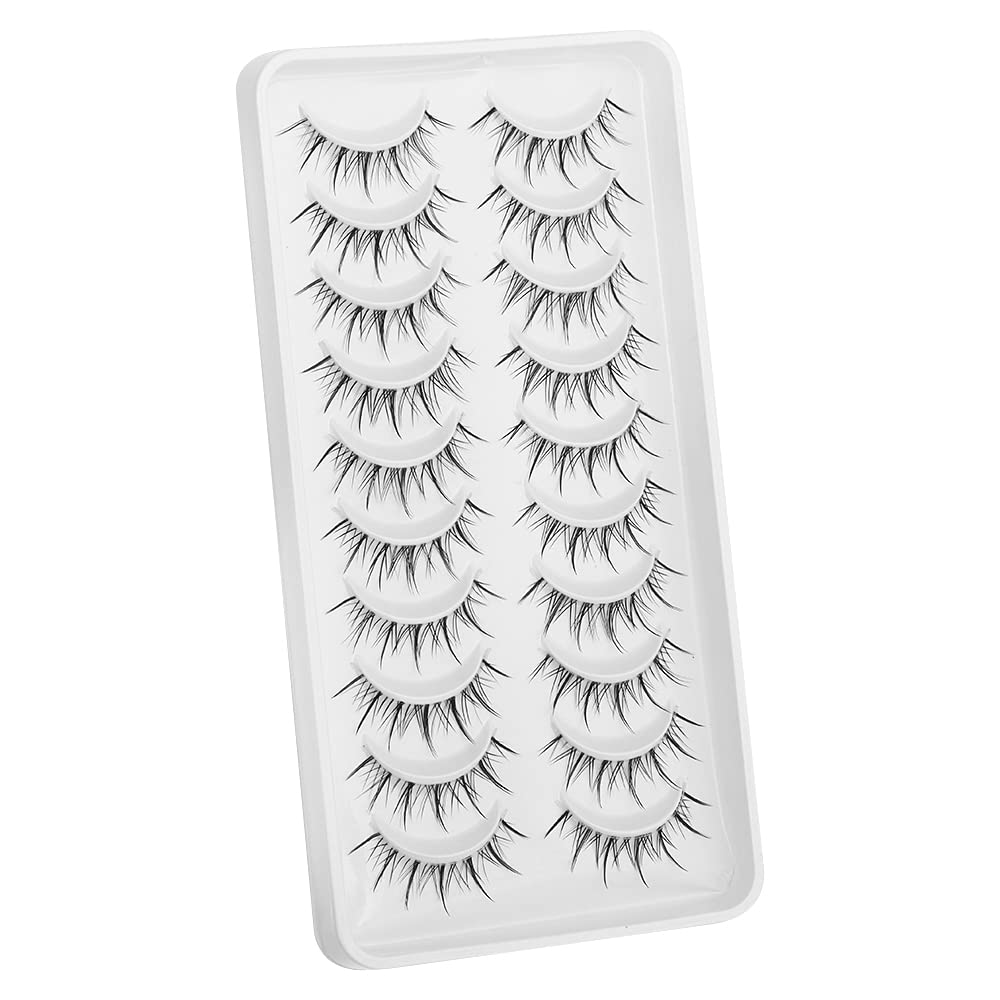 outopen Manga Lashes with Clear Band Japanese Anime Cosplay Eyelashes Asian False Eyelashes Natural Look Like Individual Clusters(B02-Asian Style | 9-13MM)