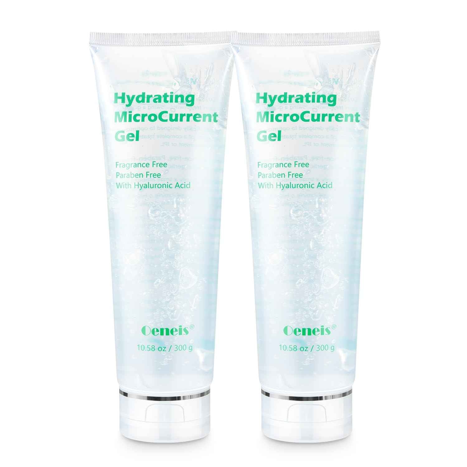 Oeneis Hydrating Gel for Microcurrent Facial Device, Fragrance-Free, Paraben-Free, Gel Primer with Hyaluronic Acid, Non-irritating Moisturizing Gel, 300g Tube (Pack of 2)