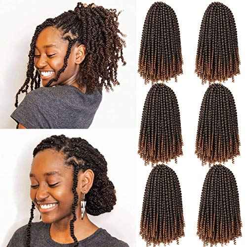 6 Packs Spring Twist Braiding Hair Spring Twists Twist Hair Synthetic Fiber Fluffy Twist Crochet Braids Low Temperature Twist Crochet Hair for Women Braiding Hair(10inch,T1B/30)