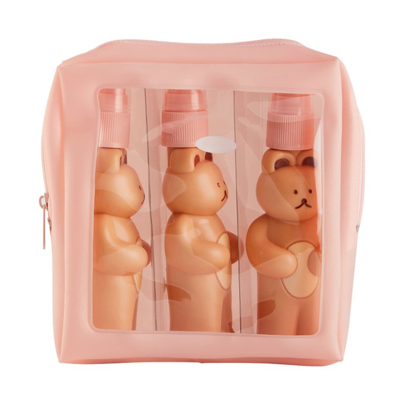 Naroote Bear Spray, Set of Cute Bear Look Delicate Bottles with Storage Bag Bathroom Sets Accessories Spray Bottle Bag Silicone Squeeze, Travel Bottles For Toiletries