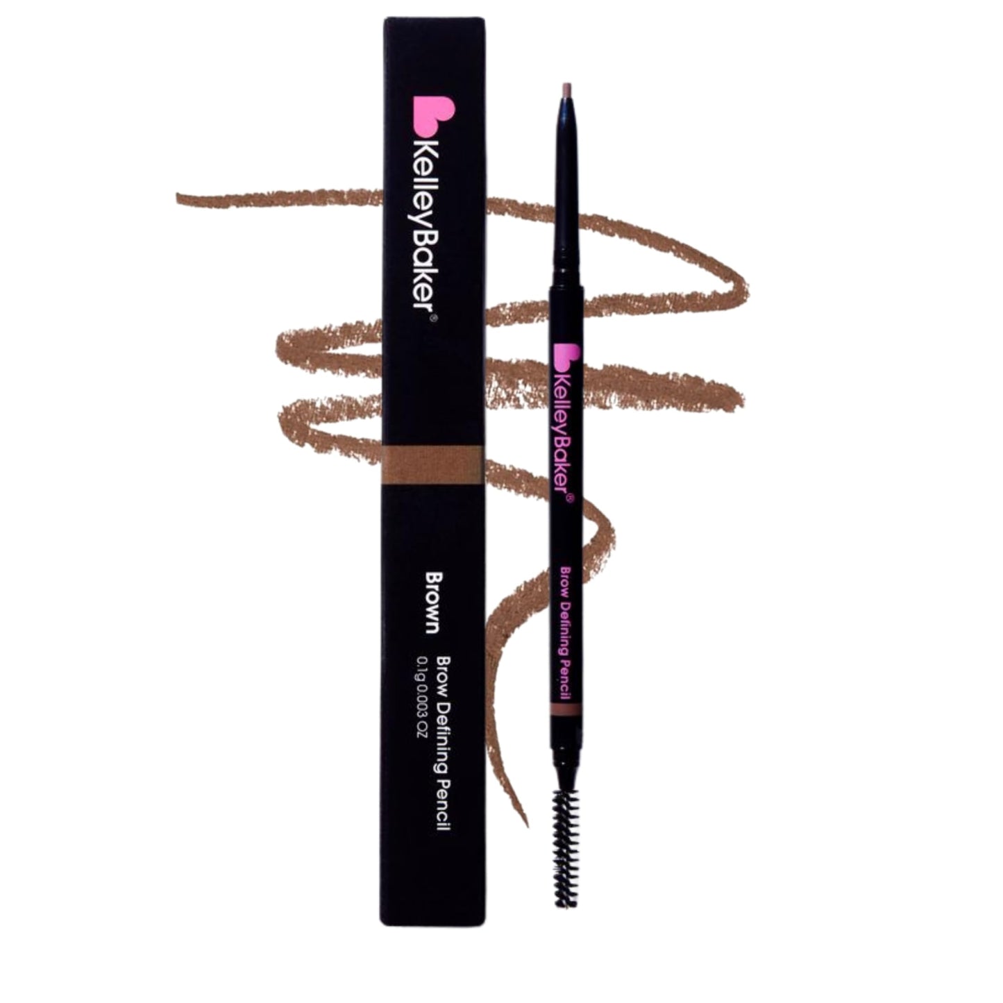 Kelley Baker Brow Defining Pencil, Micro-Thin Tip for Precise Hair-Like Strokes and Shaped Brows, Smudge-Resistant Long-Lasting Formula, Built-In Spoolie for Natural Soft Defined Brows, (Brown)