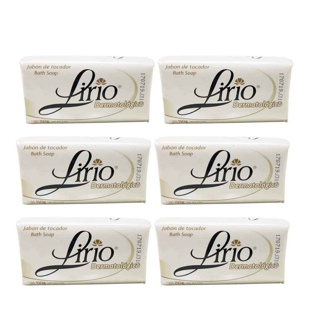 Lirio Dermatologico Bar Soap. Glycerin Enriched Antibacterial Soap. For Daily Use. Suitable for all Skin Types. 5.3 Oz. Pack of 6