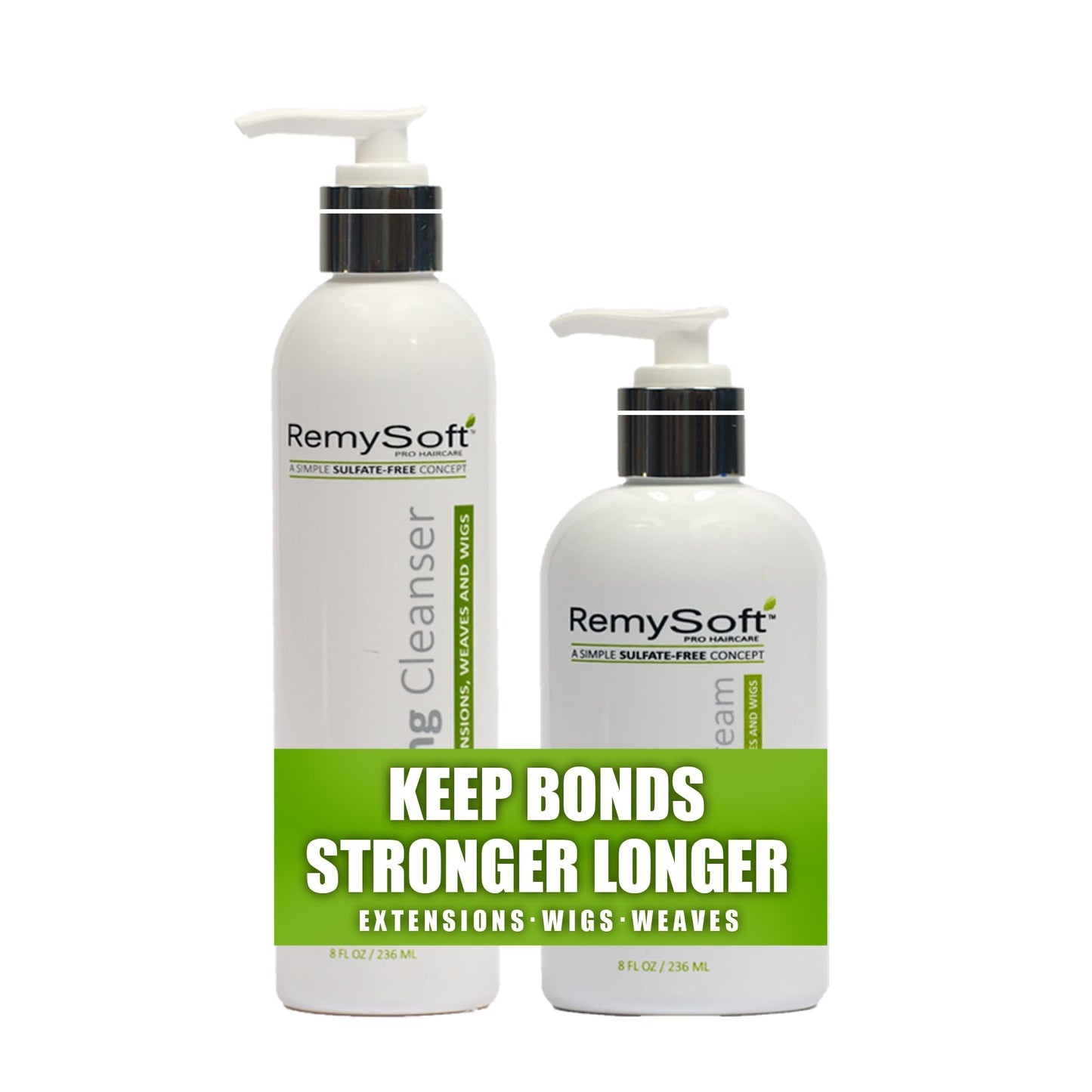 RemySoft Sulfate-Free Detangling Duo: Hydrating Shampoo + Recovery Conditioner for Human & Synthetic Extensions Wigs Weaves Lace Fronts - Moisturelab Gentle Color-Safe Salon-Grade