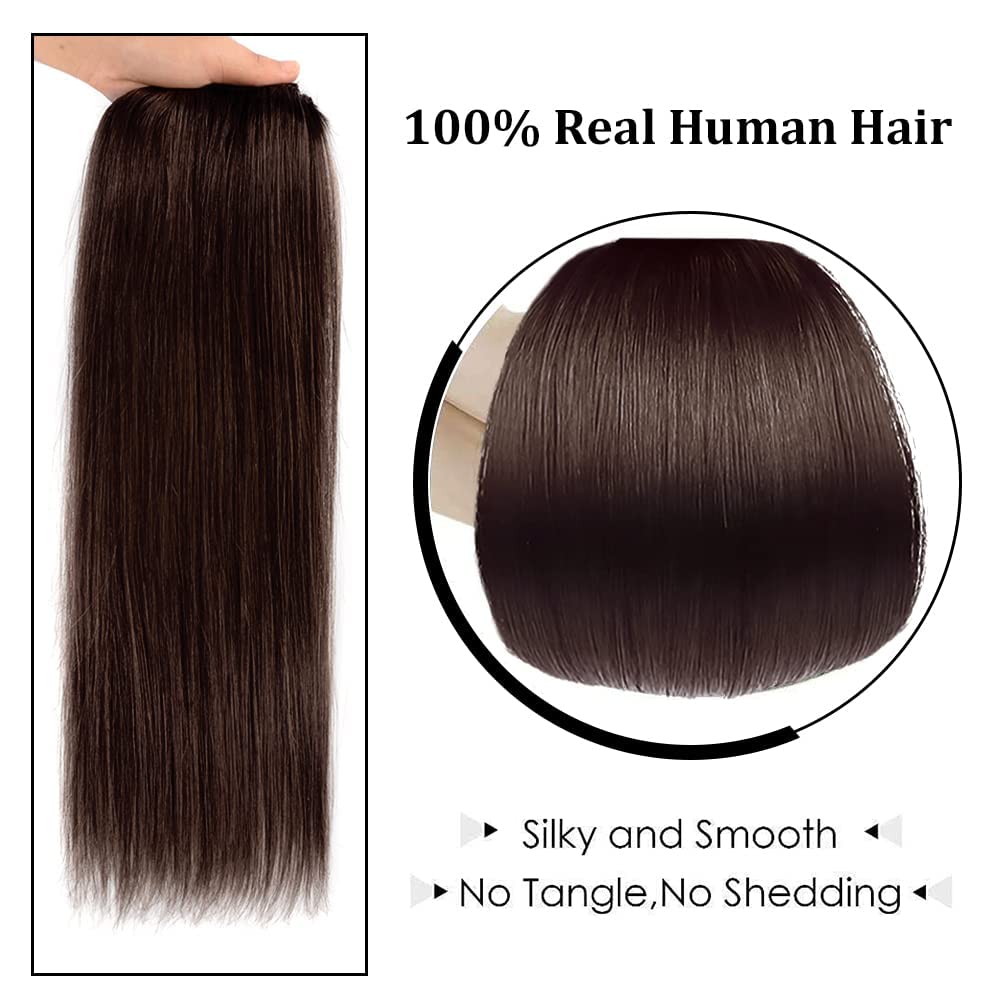 12" Clip in Hair Extensions Remy Human Hair for Women - Silky Straight Human Hair Clip in Extensions 50grams 4pieces Dark Brown #2 Color