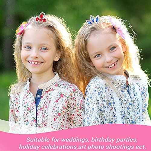 10 Pieces Girls Princess Rhinestone Crown Colorful Crystal Headband Crystal Tiara Rhinestone Princess Headband for Birthday Wedding Crown Party Prom, Little Girls, Colorful