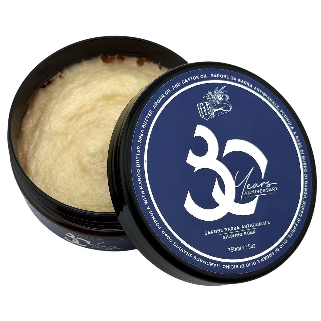 TFS 80th Anniversary Shaving Soap Cream – Artisan Men’s Shaving Soap Made in Italy, Citrus Floral Woody Fragrance, Rich Protective Lather, Moisturizing Formula for Smooth Shave – 150ml