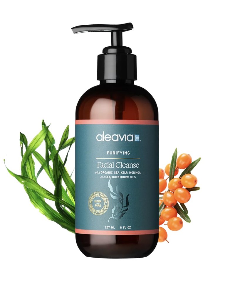 Aleavia Purifying Facial Cleanse – Fragrance-Free Organic & All-Natural Prebiotic, Vegan Face Wash – Nourish your Healthy Skin Microbiome – 8 oz. (New Formula)