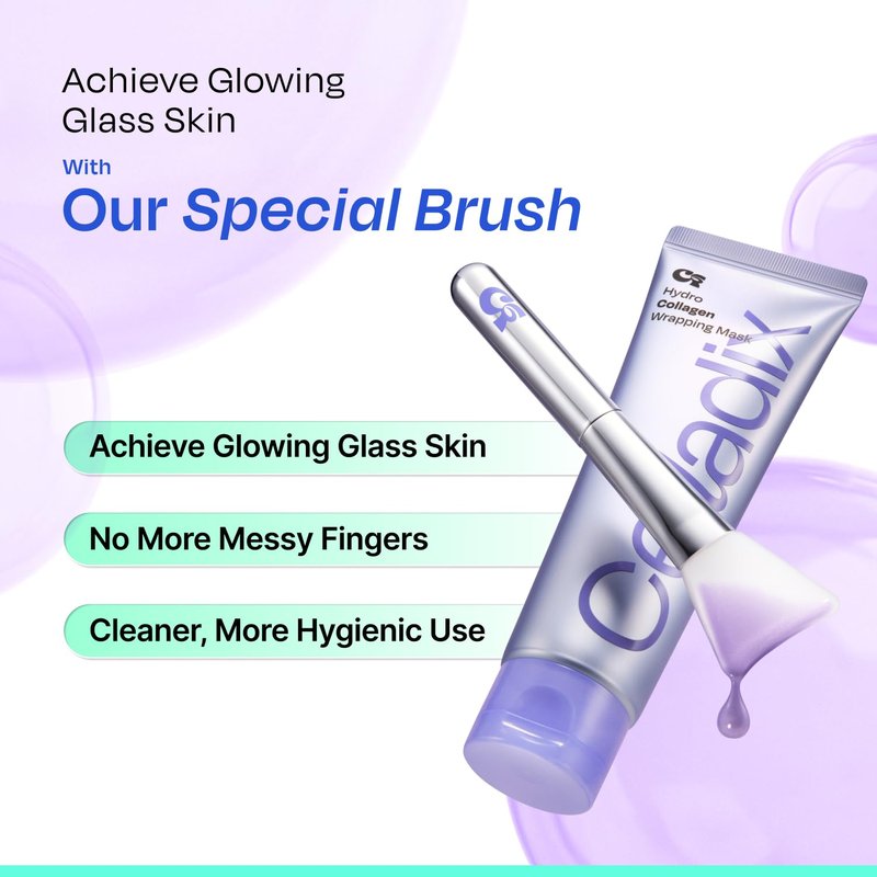Celladix Hydro Collagen Wrapping Mask – Overnight Hydrating & Firming Peel-Off Face Mask, Vegan Collagen, Niacinamide–Pore Minimizing & Radiance Boost, Korean Skincare, 2.53 Fl Oz (Jelly Brush Set)