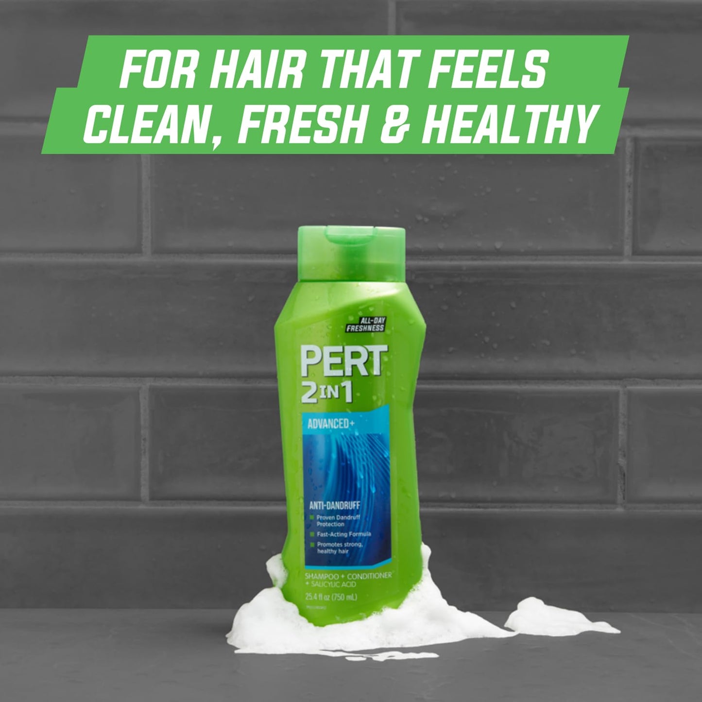 Pert Plus 2 in 1 Shampoo + Conditioner Dandruff Control 25.40 oz (Pack of 4) - Packaging may vary