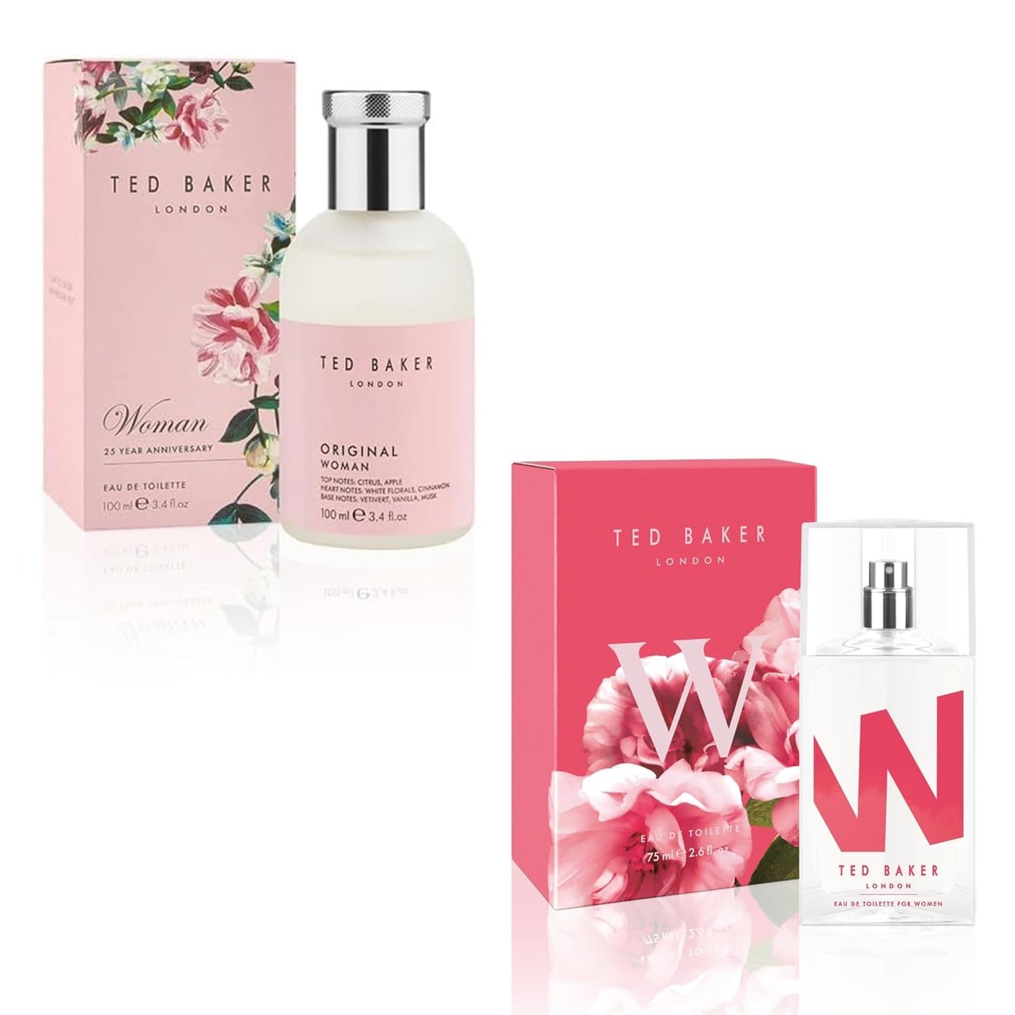 Ted Baker W & Woman Pink EDT Bundle. Women’s Perfume Duo, Floral Green & Fruity Floral Fragrance Set, Long-Lasting Designer Perfume Gift For Women 75ml & 100ml / 2.54 fl oz & 3.38 fl oz
