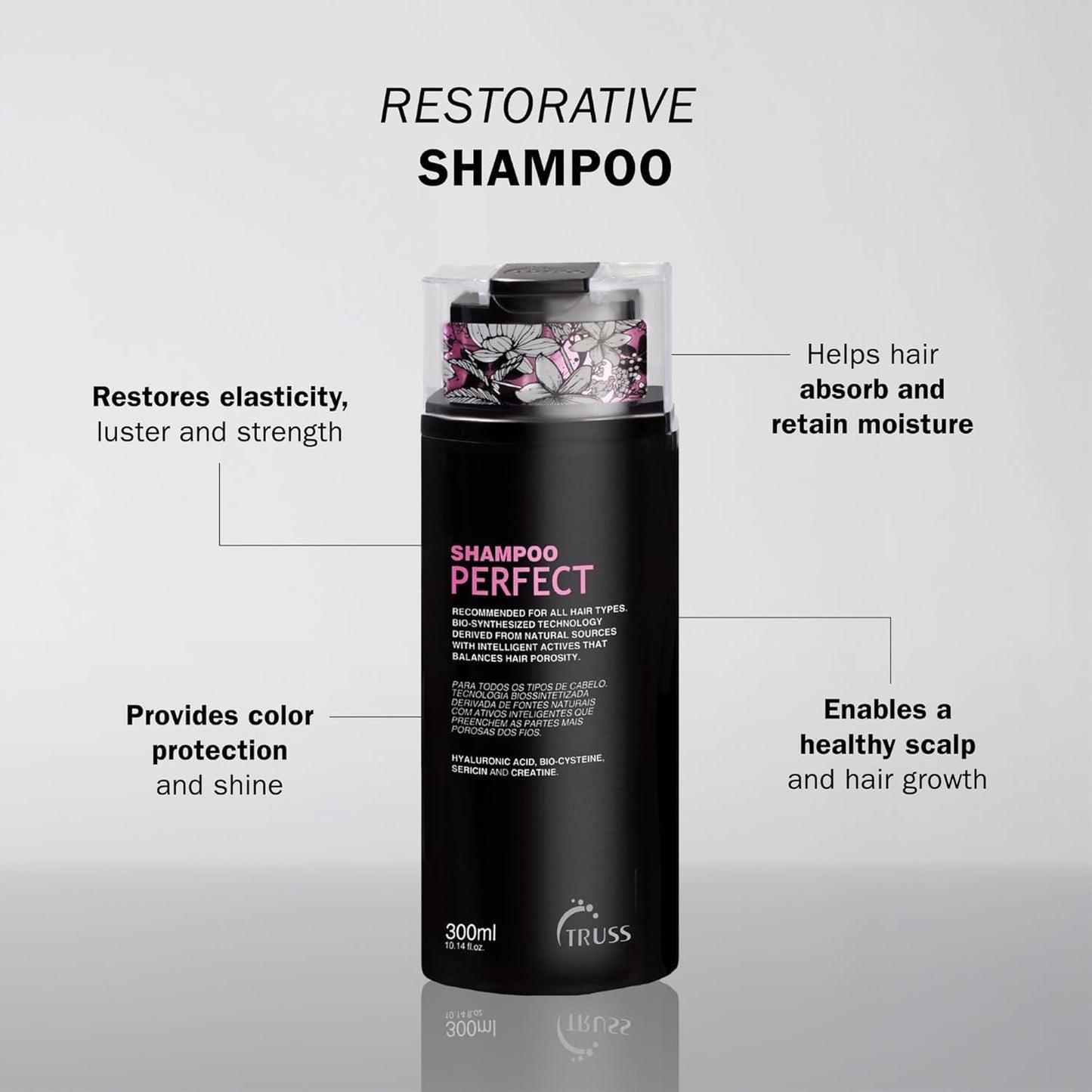 TRUSS Moisturizing Shampoo for Damaged Hair - Perfect Hair Shampoo for Women & Men - Gentle Cleansing & Frizz Control to Hydrate & Strengthen - Provides Color Protection & Shine (10.14 oz)