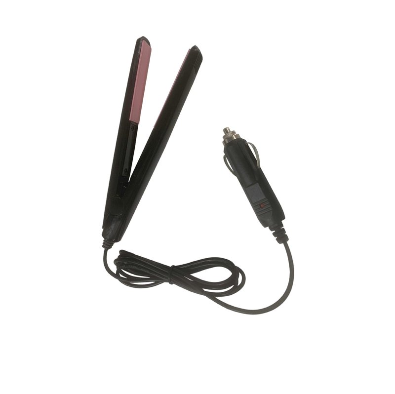 Unifizz 12V Portable Car Hair Styler Travel Black and Pink Hair Straightener Flat Iron Straightening