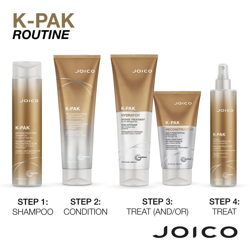 Joico K-PAK Liquid Reconstructor Deep-Penetrating Treatment | For Fine, Fragile Hair | Repair Breakage | Rebuild Damaged Hair | Lightweight Formula | With Keratin & Rosehip Oil | 10.1 Fl Oz