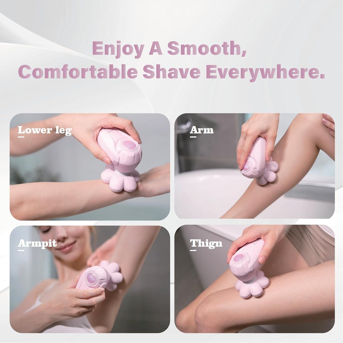 3-in-1 Electric Razor for Women - Painless Bikini Trimmer & Body Shaver | IPX7 Waterproof, Rechargeable Pink Design