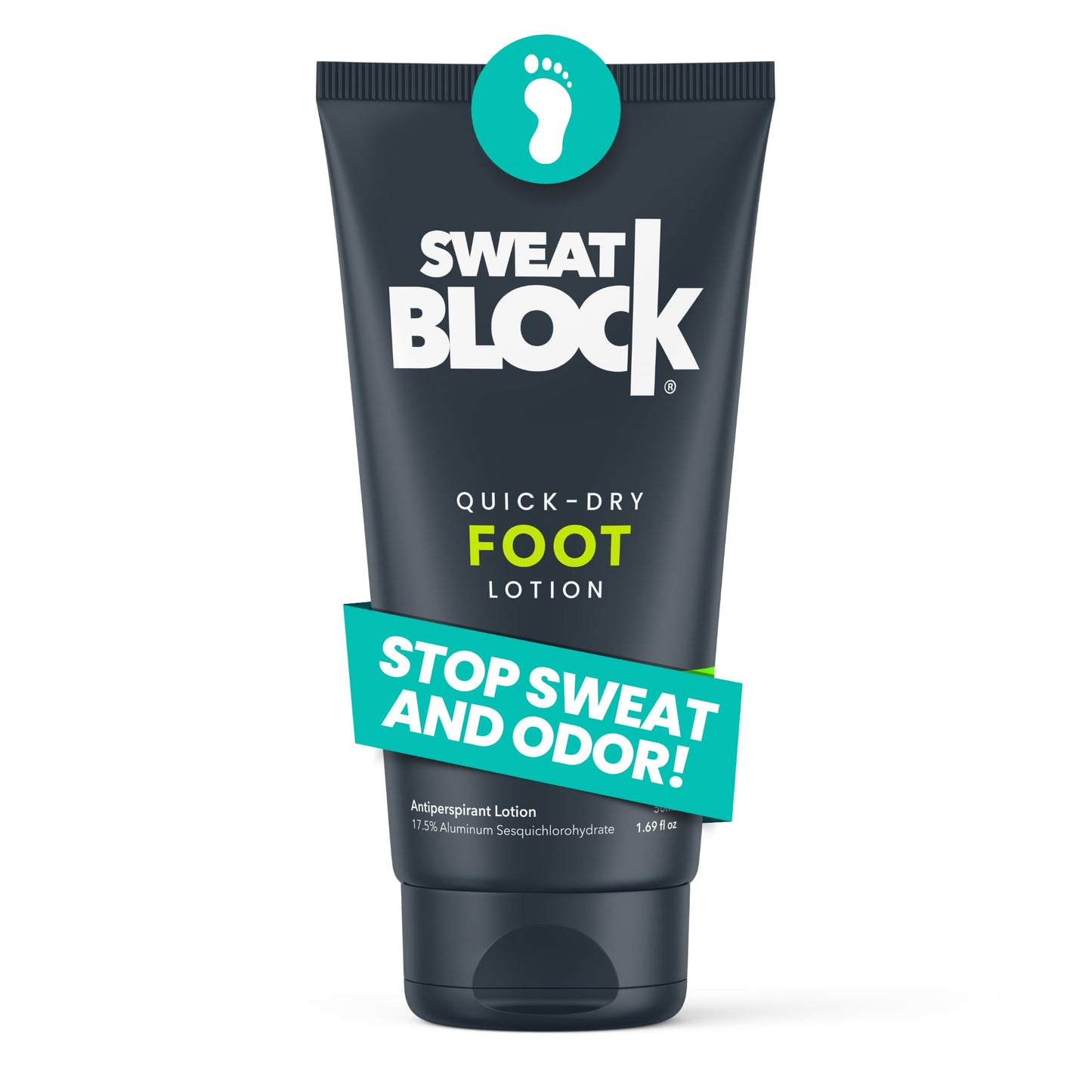 SweatBlock Foot Antiperspirant Lotion 1.69 fl oz for Excessive Sweating and Foot Odor Quick-Dry Hyperhidrosis Aid Eliminates Stinky Feet Non-Irritating Dermatologist Tested Formula for Men and Women