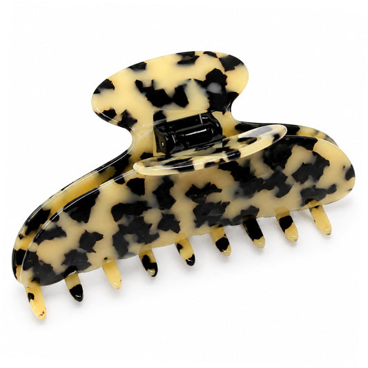 French Amie Large 4 1/4” Handmade Celluloid Interlocking Strong Hold No Slip Grip Jaw Hair Claw Clip Clamp Clutcher for Women and Girls, Made in France (White Tokyo)