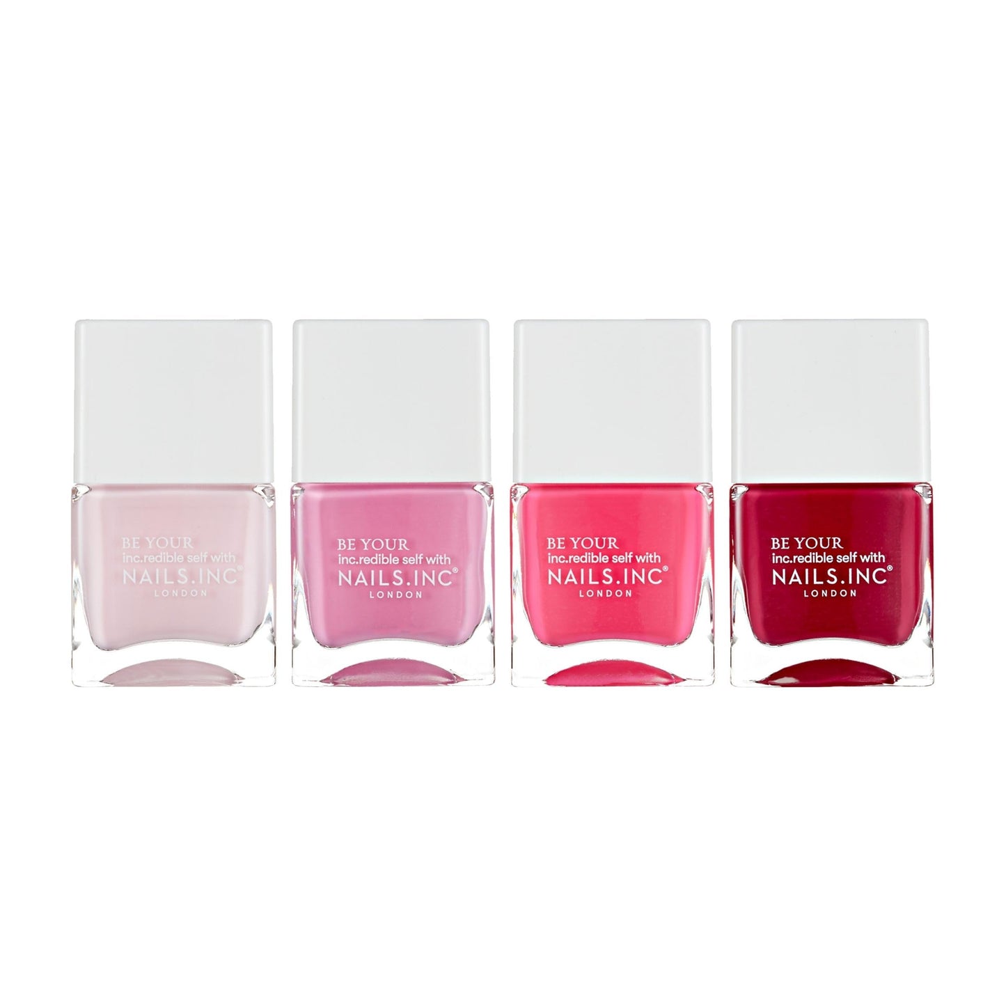 Nails Inc Relationship Status, Blushing Pink Nail Polish, Mothers Day Gift, Long Wearing, High Shine, Rouge, Neon Pink & Rich Berry, Full Coverage, Chip Resistant, Air Dry, Vegan, 4 Piece Set