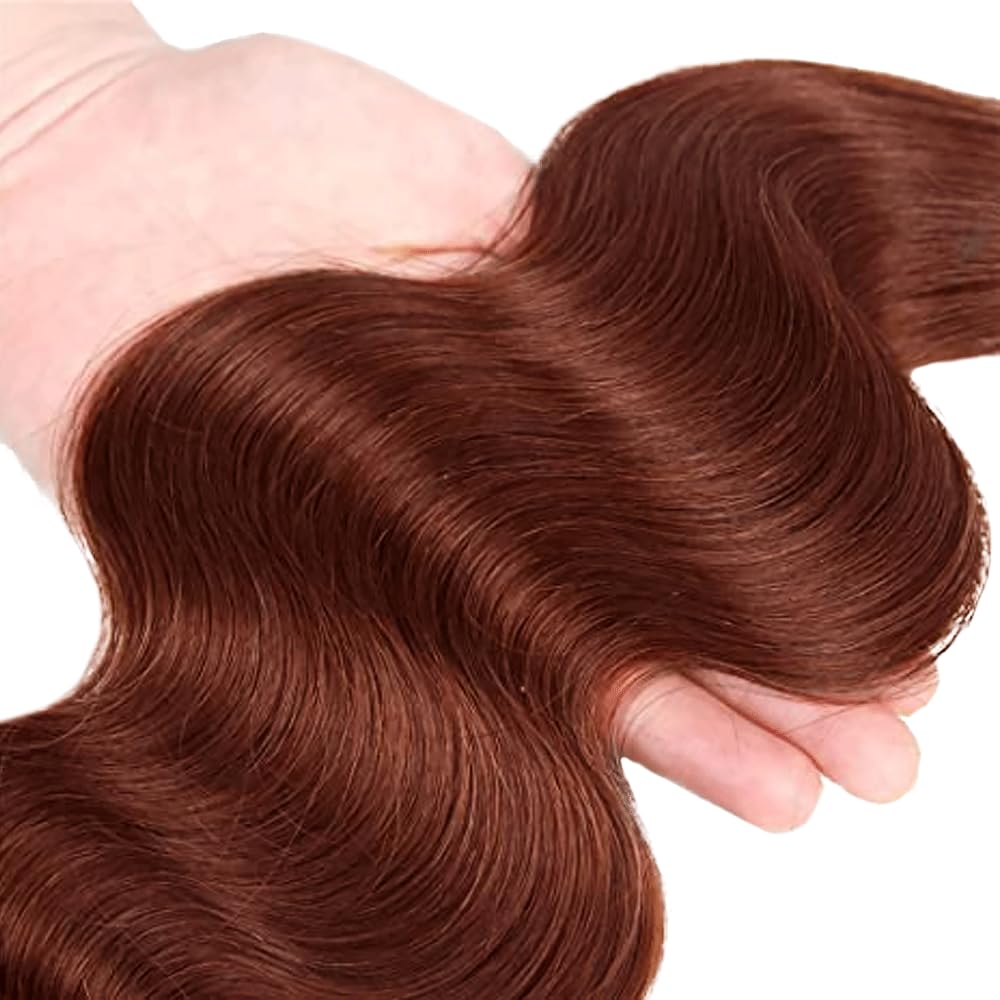 Color 33 Auburn Brown Body Wave Human Hair Bundles Reddish Brown 1 Bundle 32 Inch Copper Red Bundles Color 33 Body Wave Bundle