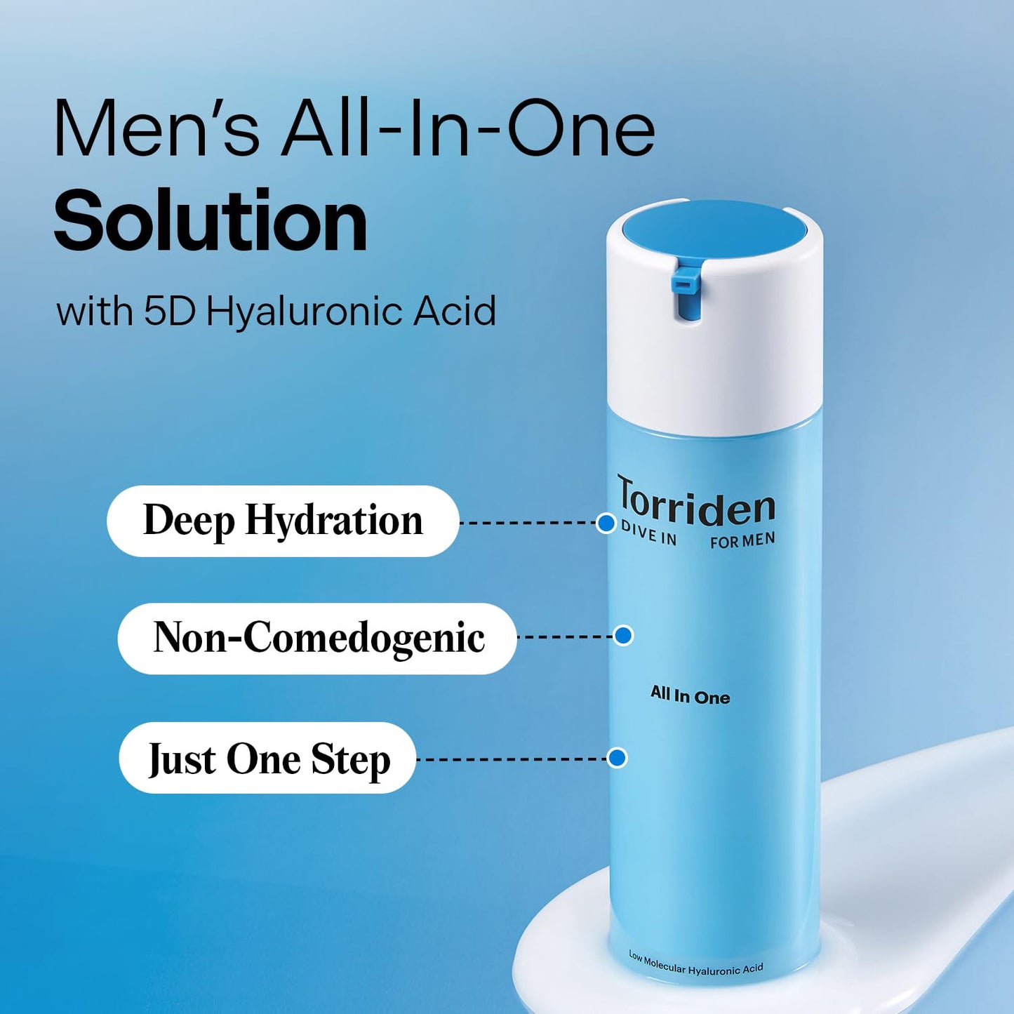 Torriden DIVE IN FOR MEN All In One 200ml (7.05 fl. oz) | All-In-One for Inner Moisturizing and Sebum Care | Hyaluronic Acid, Panthenol, Allantoin