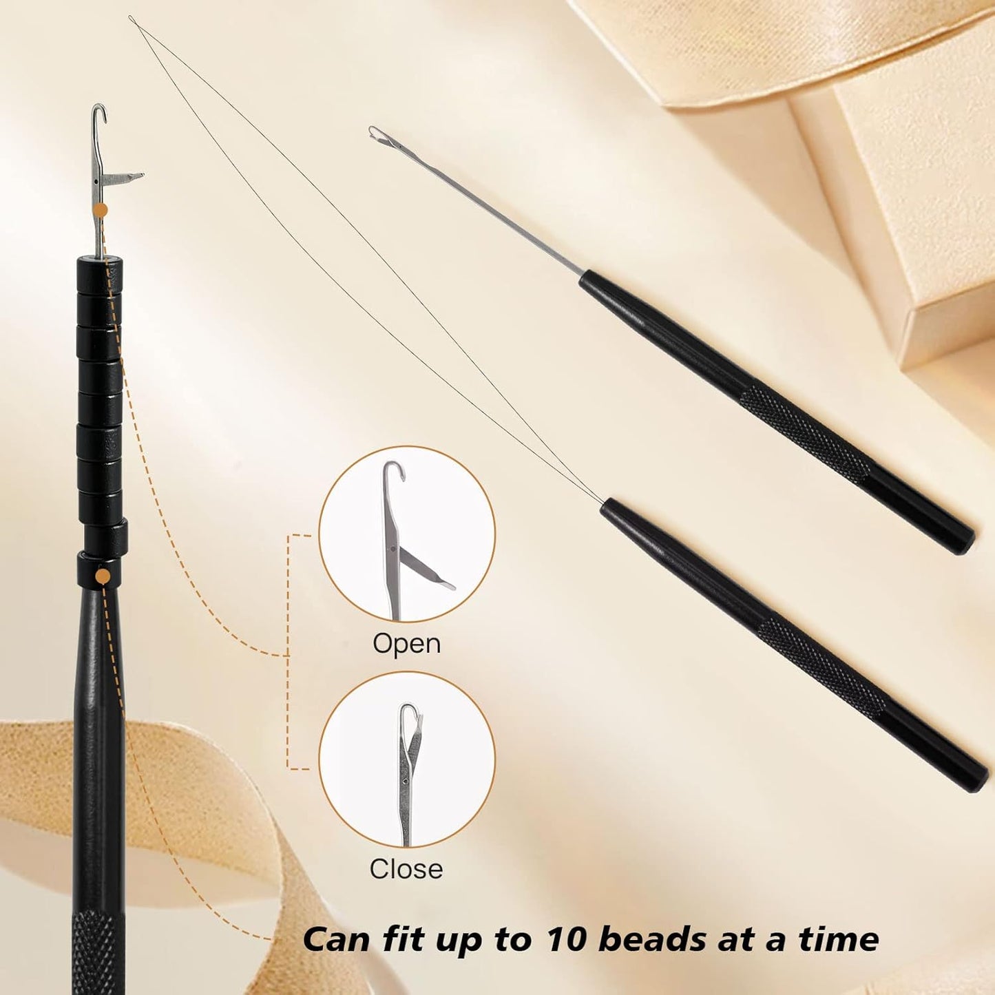 Hair Extension Tool Kit - Silicone Micro Beads, Stainless Steel Plier & Needle Hook for Easy Beading | Perfect for Cosplay & Styling