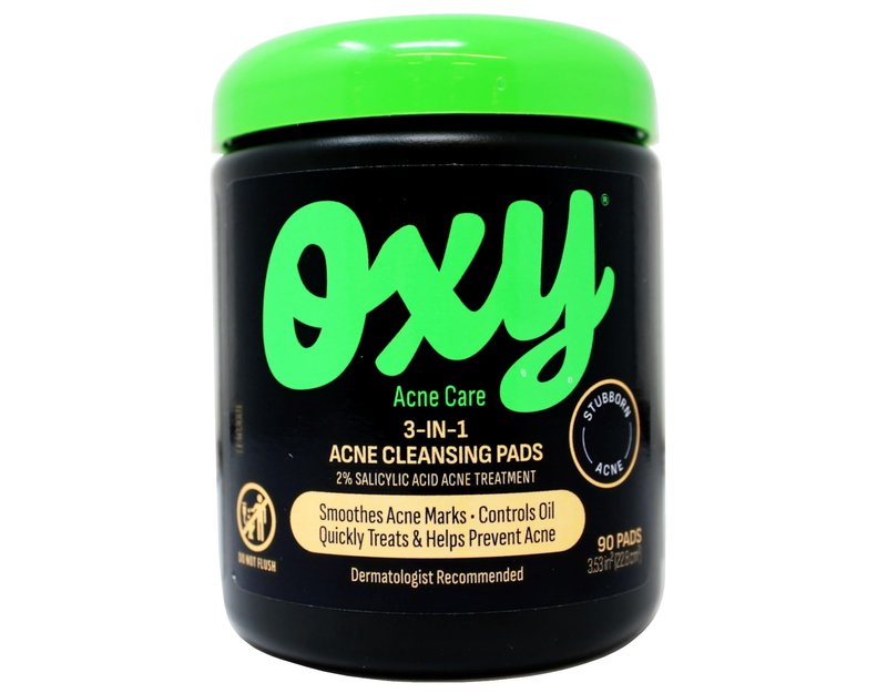 Oxy Acne Care 3-in-1 Acne Cleansing Pads, 2% Salicylic Acid Acne Treatment, 90 Pads (Pack of 5)