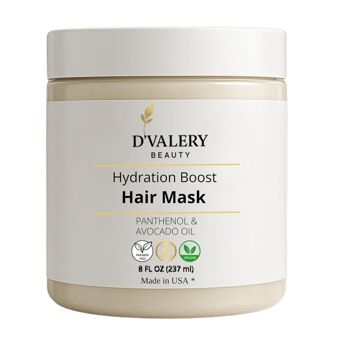 Hydrating Hair Mask - Avocado Oil & Panthenol Deep Conditioning Treatment for Dry, Damaged Hair | 8 oz