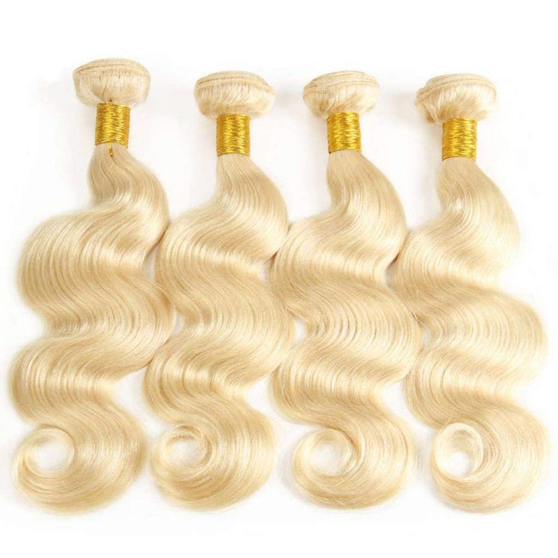 InsQueen 14 inch #613 One Bundle Unprocessed Brazilian Virgin Human Hair Bundles Body Wave Blonde Hair Extensions 100% Virgin Remy Human Hair