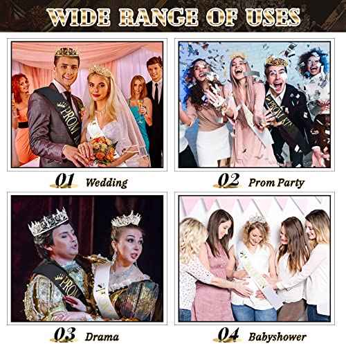 Henoyso 4 Pcs Prom King and Queen Crowns for Men Women Halloween Party King Queen Tiara Headband Homecoming Party Favor