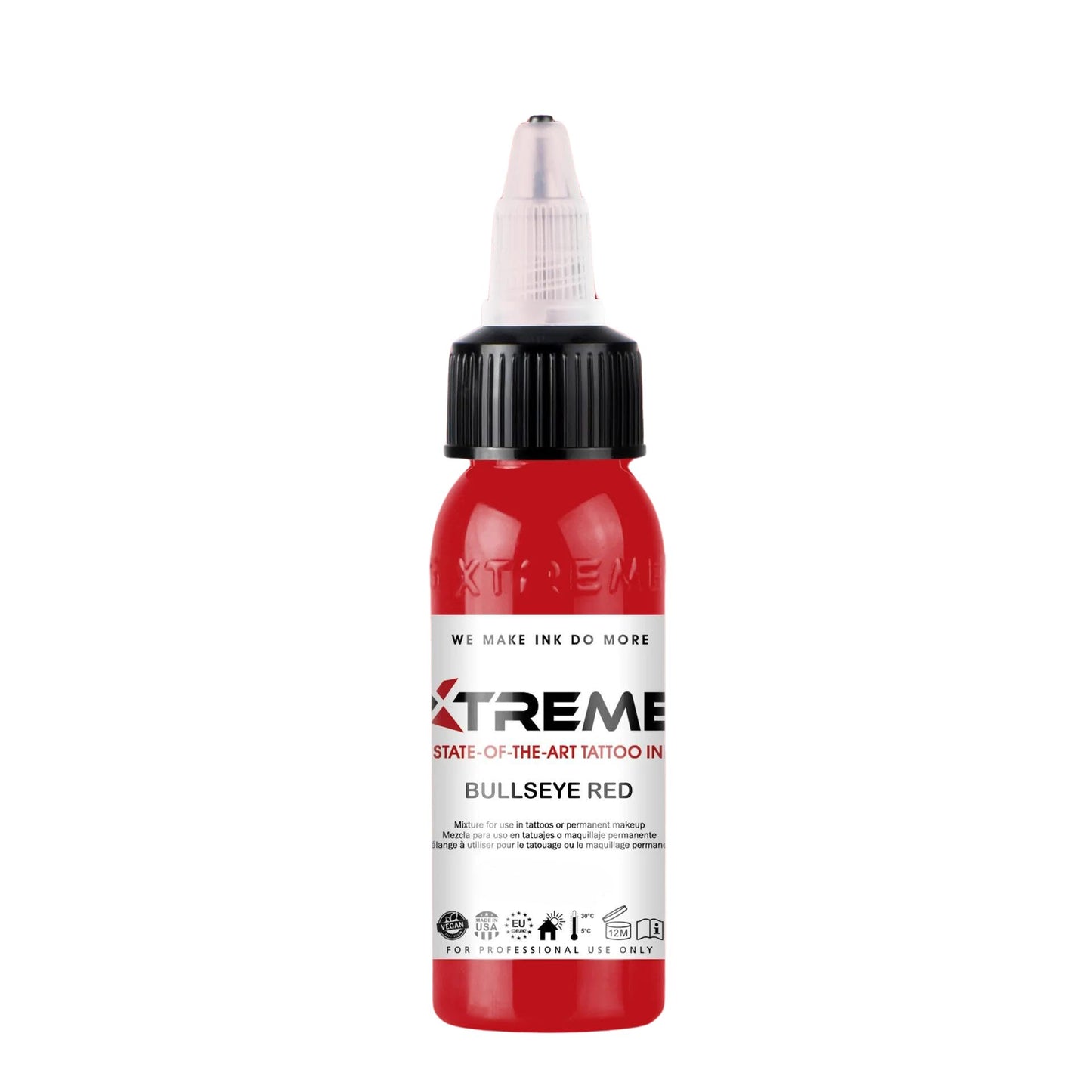Xtreme Tattoo Ink, Versatile Medium Viscosity for Precision Tattooing, Rich Hue, Quick Healing, Acrylic-Free, Water Based and Premium Quality - Ready-to-Use Tattoo Ink (Bullseye Red, 4 oz)