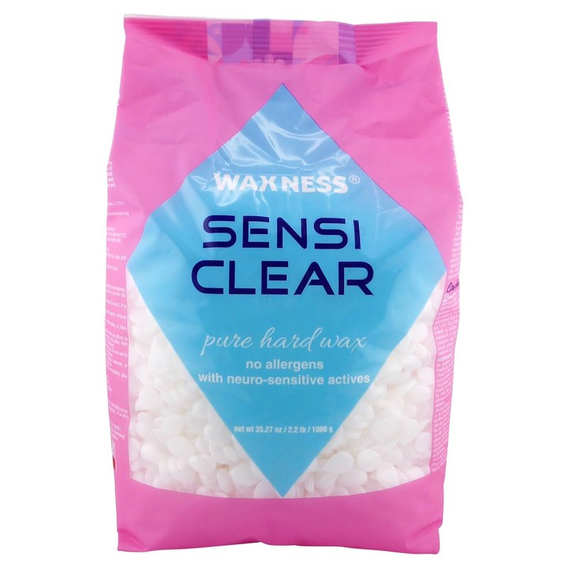 Waxness Sensi Clear Pure Hard Wax Beads 2.2 lb (1kg) – Rosin-Free Stripless Clear Hard Wax with Neuro-Active Comfort Complex for Face & Body – Made in Italy