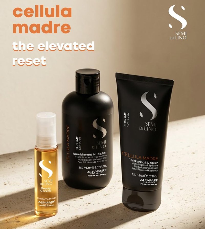 Alfaparf Milano Semi di Lino Cellula Madre Set | Nourishing Hair Treatment for Dry Hair - Enhances Shine & Color Protection