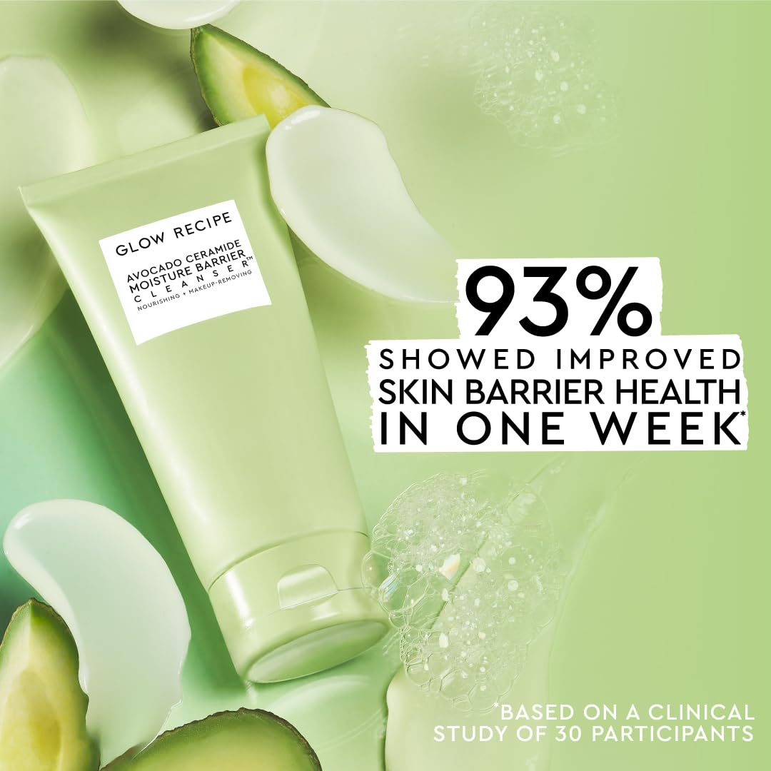 Glow Recipe Avocado Ceramide Facial Cleanser, Korean Double Cleanse Second Step, Hydrating Gel-to-Foam Face Wash for Dry Skin, Barrier Support, Hyaluronic Acid + Colloidal Oatmeal (150ml)