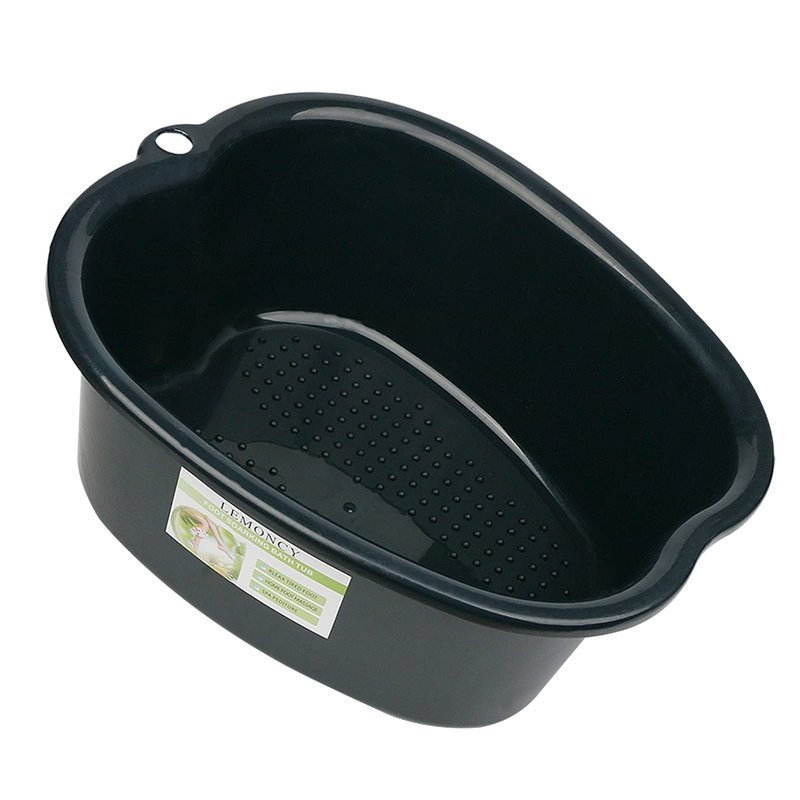 Lemoncy Foot Soaking Tub, Durable Feet Soaking Bath Basin Large Feet Bucket Wash Basin Plastic Tub Convenient Foot Massager Spa for Detox,Toe Nails, and Ankles,Pedicure (Black)